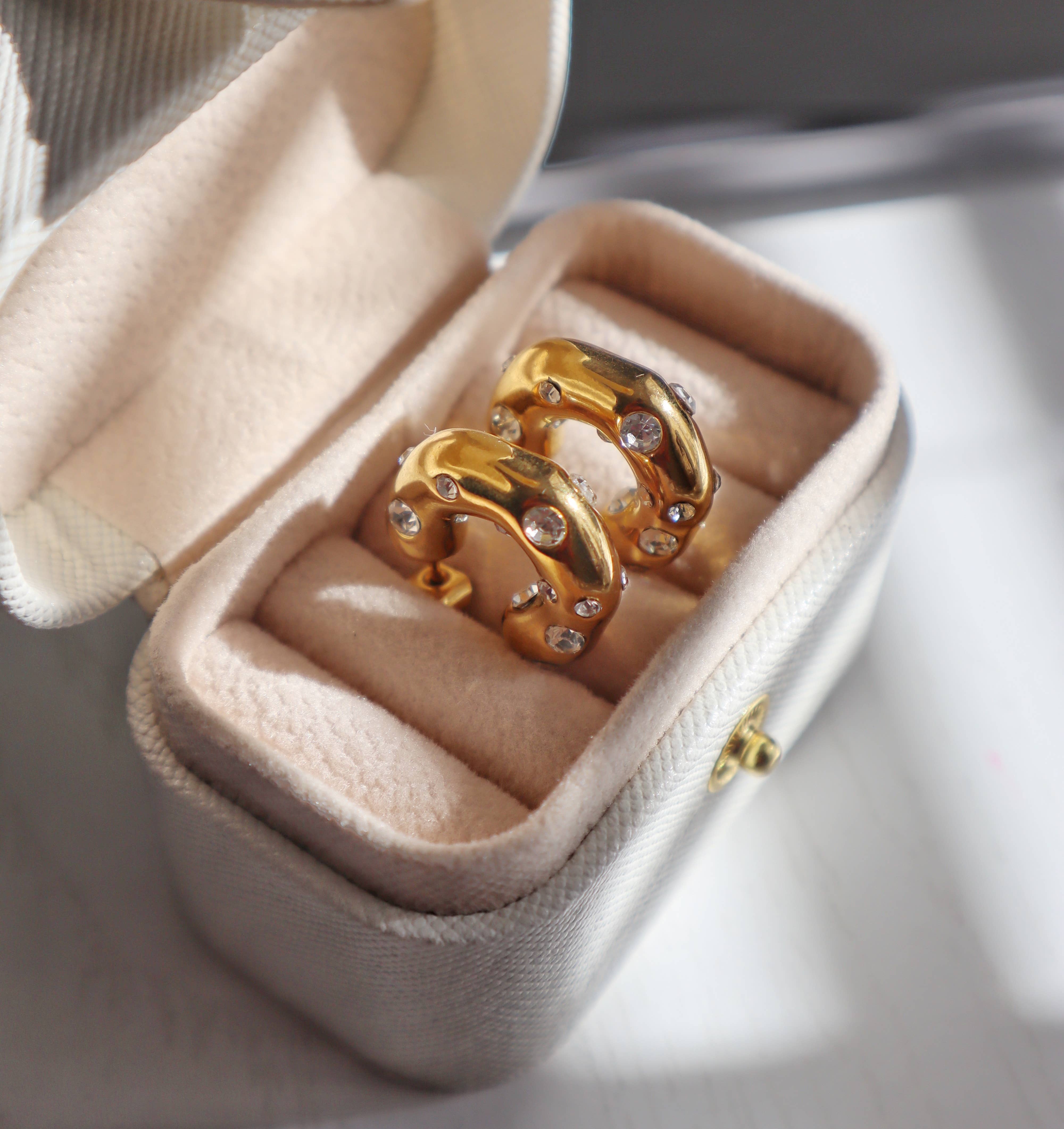 Dazzle Hoops | CZ Chunky Gold Hoops