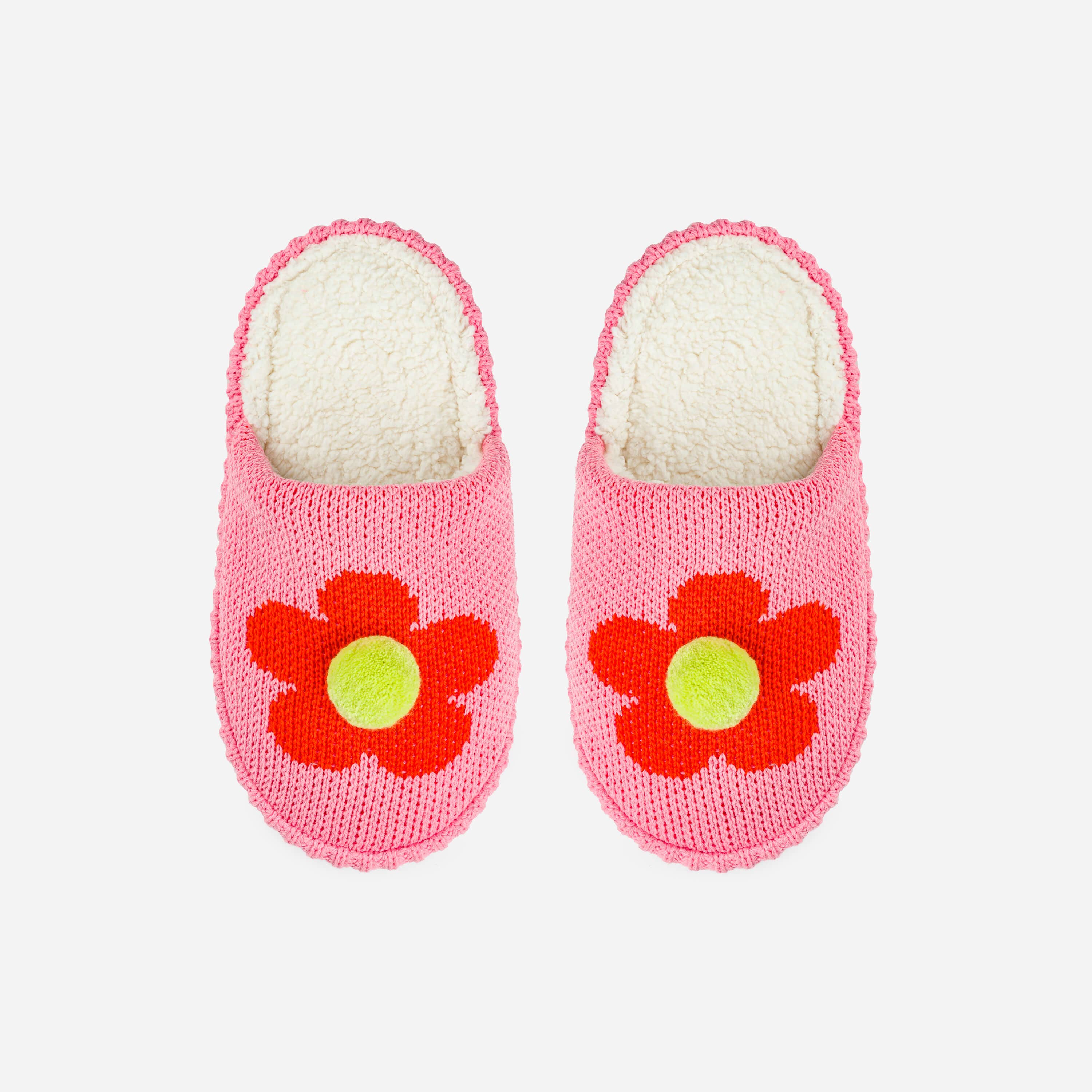 Flower Pom Slide Slippers