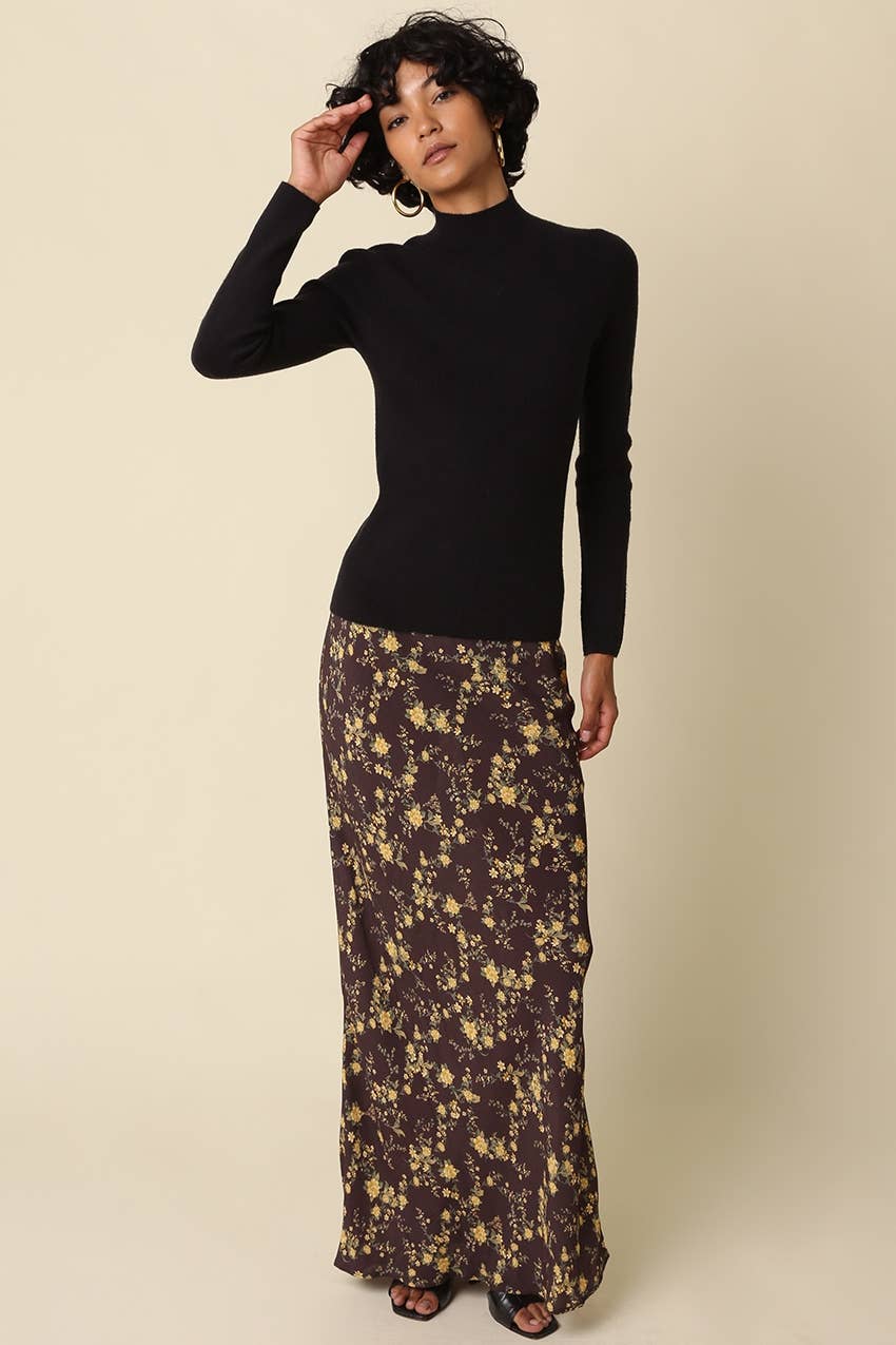 Romy Mock Neck Knit Sweater - Black