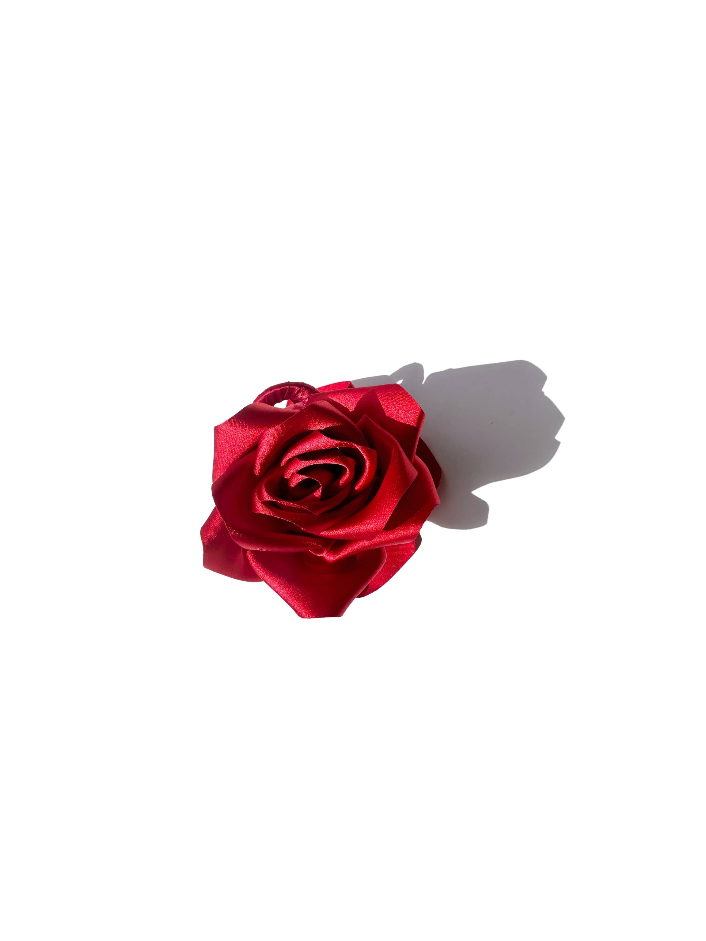 Handmade Satin Rose Claw Clip: Red