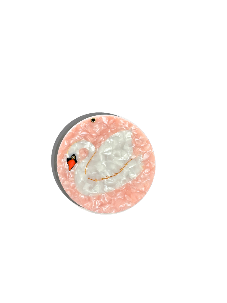 Hand-painted Swan Compact Mirror 