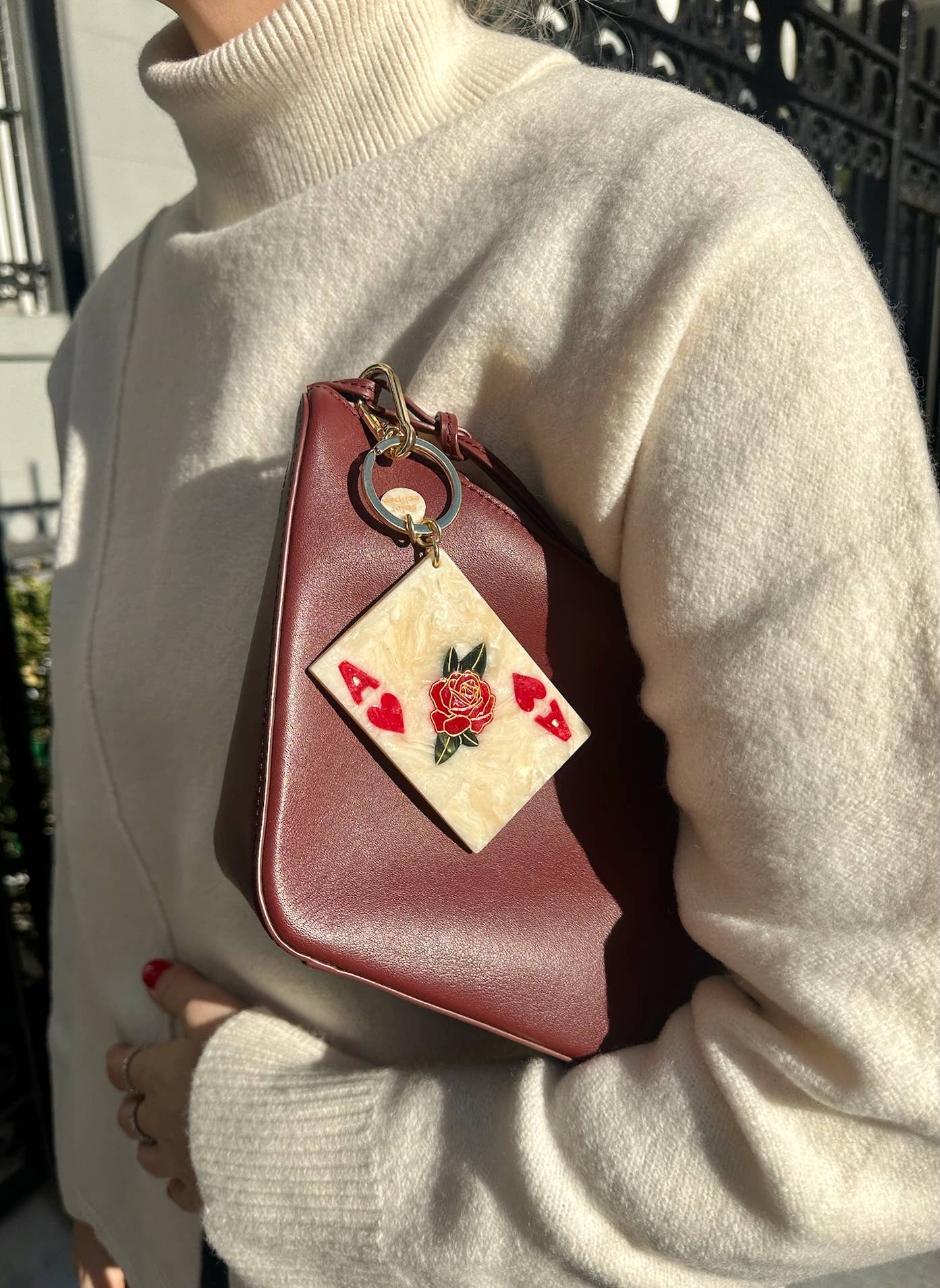 Hand-Painted Ace of Hearts Bag Charm + Keychain