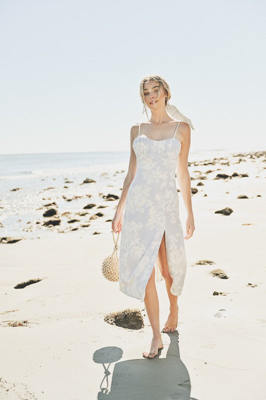 Garden White & Blue Floral Dress