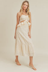 Ruffle Cutout Linen Halter Dress