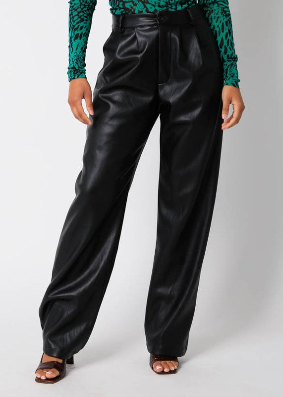 Vegan Leather Tapered Trousers