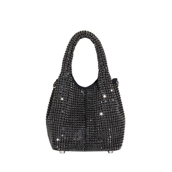 Thea Small Crystal Top Handle Bag in Black