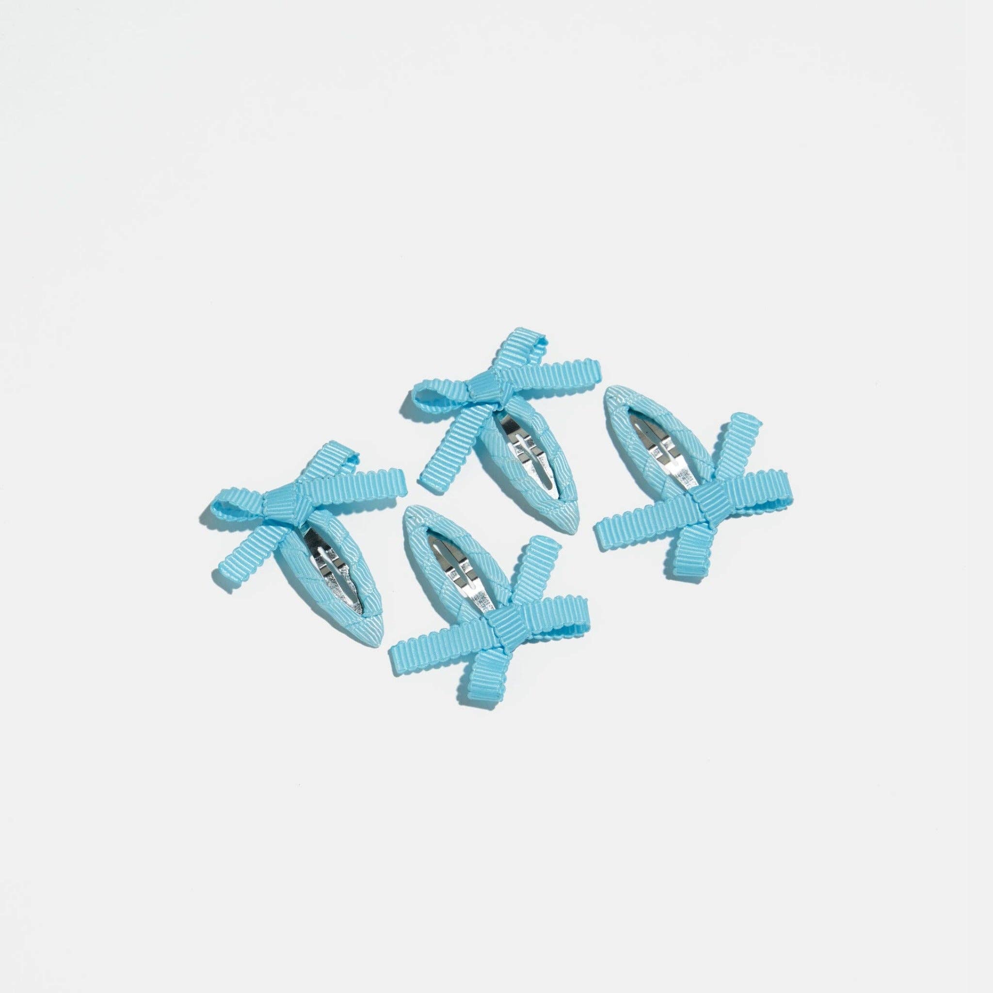 Mini Bow Snap Clips in Baby Blue