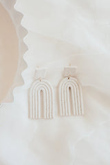 White Statement rainbow clay earrings