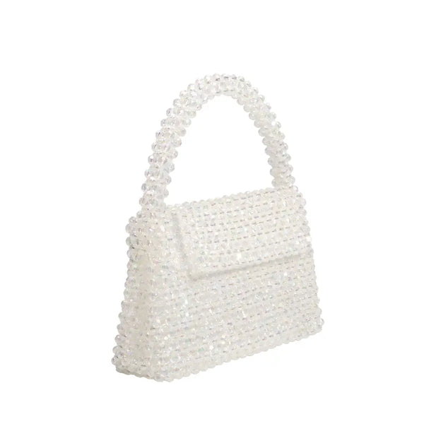 Melie Bianco - Sherry Small Beaded Top Handle Bag in Crystal