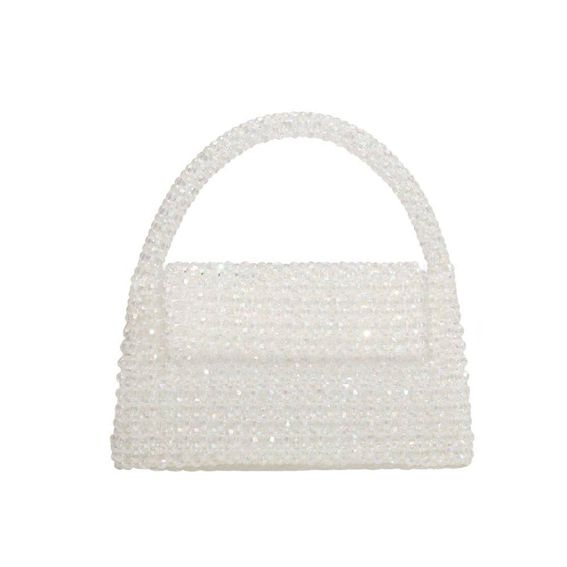 Melie Bianco - Sherry Small Beaded Top Handle Bag in Crystal
