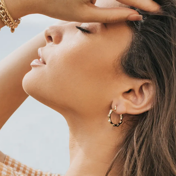 Gold Filled Bamboo Hoops