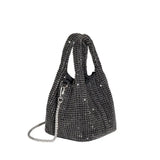 Thea Small Crystal Top Handle Bag in Black