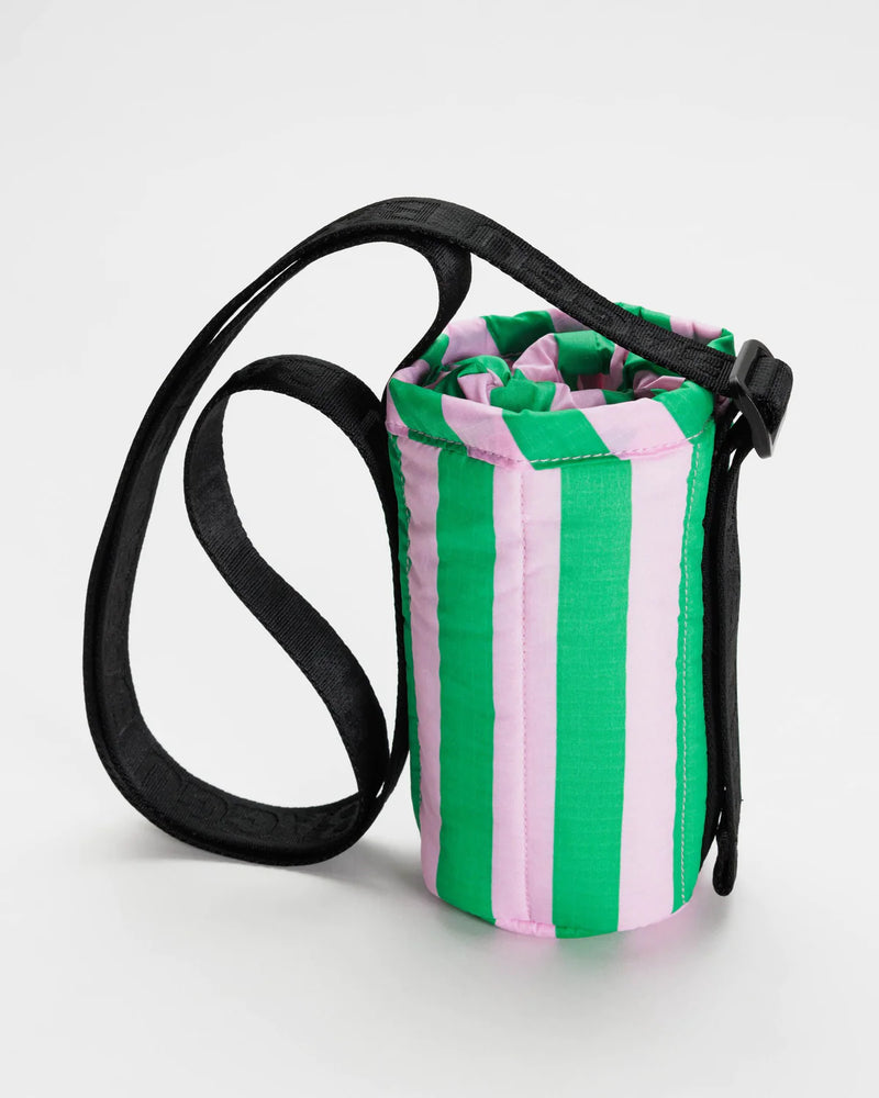Baggu Puffy Water Bottle - Pink Green Awning Stripe