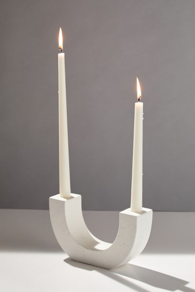 White U Shape Ceramic Candle Holder