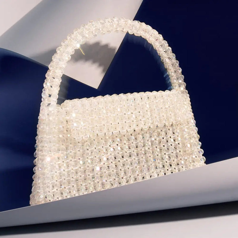 Melie Bianco - Sherry Small Beaded Top Handle Bag in Crystal
